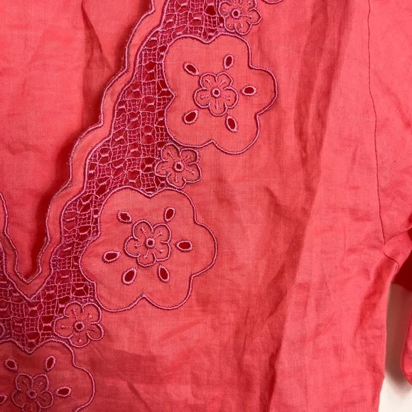 Handmade Embroidered Linen Blouse Sz M - Picture 4 of 9
